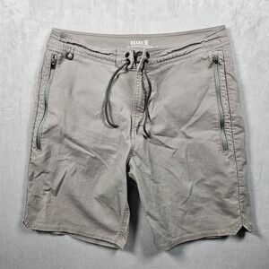 Roark Layover Shorts Mens 32 Gray Zip Pockets Drawstrings Outdoor Hiking Stretch